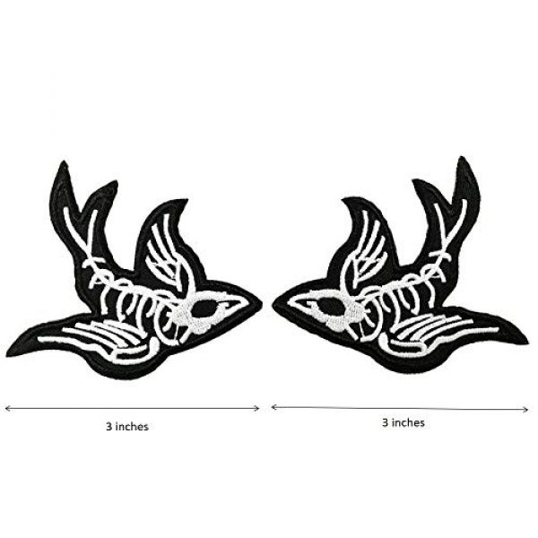 Cute-Patch Airsoft Morale Patch 2 One Pair Swallow X-Ray Skeleton Embroidered Iron On Sew On Patch Heavy Metal Rock Punk Tattoo Emblem