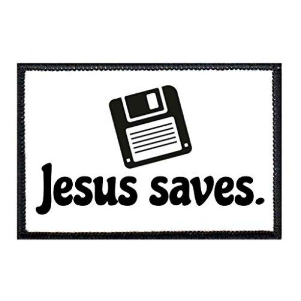 P PULLPATCH Airsoft Morale Patch 1 Jesus Saves Morale Patch | Hook and Loop Attach for Hats, Jeans, Vest, Coat | 2x3 in | by Pull Patch