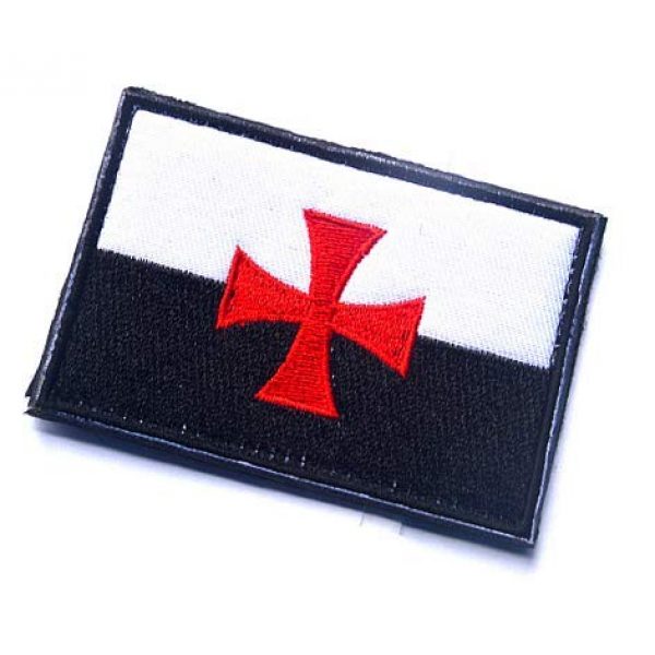 Embroidery Patch Airsoft Morale Patch 3 Knights Templar Cross Flag Crusaders Masonic Emblem Military Hook Loop Tactics Morale Embroidered Patch (color1)