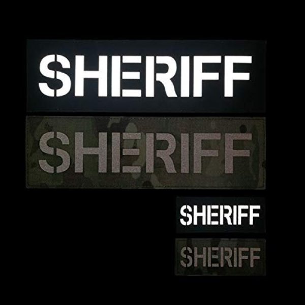 ODSP Airsoft Morale Patch 6 3.94 x 1.57 Inch Reflective Sheriff Patch with Hook and Loop Fastener Back for Custom Personalized Military Morale Tactical Vest Gear Combat Plate Carrier Law Enforcement, 2 Pieces
