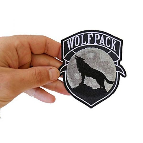 Ivamis Trading Airsoft Morale Patch 2 Wolfpack Patch Wolf Howling Moon Silhouette - 4x3.6 inch. Embroidered Iron on Patch