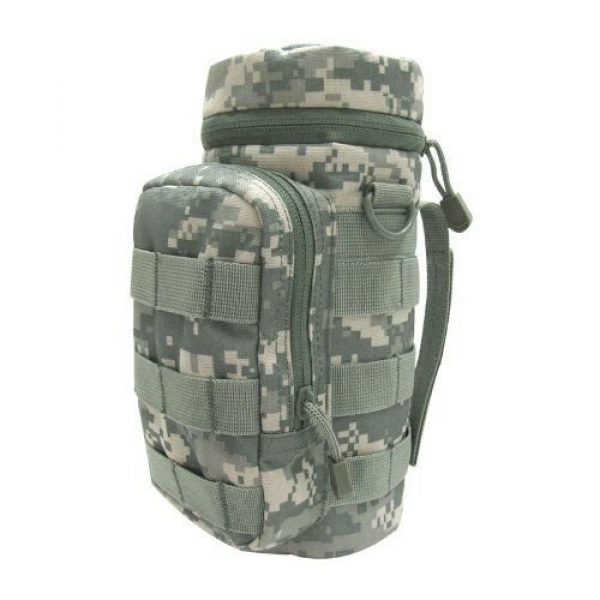 Ultimate Arms Gear Tactical Pouch 2 Ultimate Arms Gear H2O Water Bottle Hydration Tactical MOLLE Webbing Pouch with Hose Tube Pass-Thru, Front Accessory Pocket Compartment, D-Rings & Grommet Drain, ACU Terrain Digital Camo