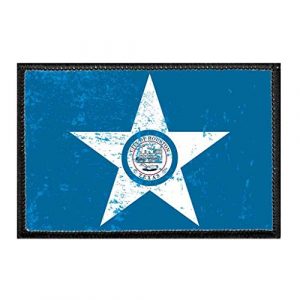 P PULLPATCH Airsoft Morale Patch 1 Houston City Flag - Color - Distressed Morale Patch | Hook and Loop Attach for Hats, Jeans, Vest, Coat | 2x3 in | by Pull Patch