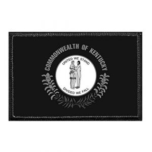 P PULLPATCH Airsoft Morale Patch 1 Kentucky State Flag - Black and White Morale Patch | Hook and Loop Attach for Hats, Jeans, Vest, Coat | 2x3 in | by Pull Patch