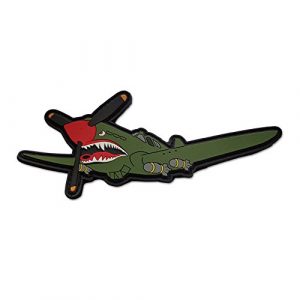 BASTION Airsoft Morale Patch 1 BASTION Morale Patches (P40 Shark Plane) | 3D PVC Patch with Hook & Loop Fastener Backing | Well-Made | Military Combat Badge Patches Ideal for Tactical Bag, Hats & Vest