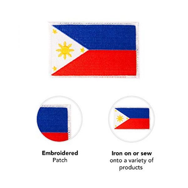 Desert Cactus Airsoft Morale Patch 3 Philippines Flag Patch 3.5 inch x 2.25 inch Iron On Sew Embroidered Tactical Backpack Hat Bags (Single Patch)