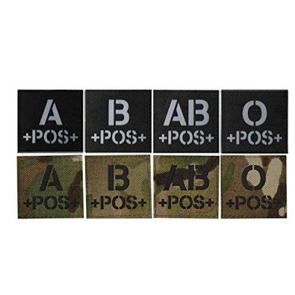Tactical Embroidery Patch Airsoft Morale Patch 1 1pcs IR Positive Group Blood Type Infrared Reflective Tactical Embroidery Patch Hook & Loop Morale Patch Military Patch for Clothing Accessory Backpack Armband (Black, AB)