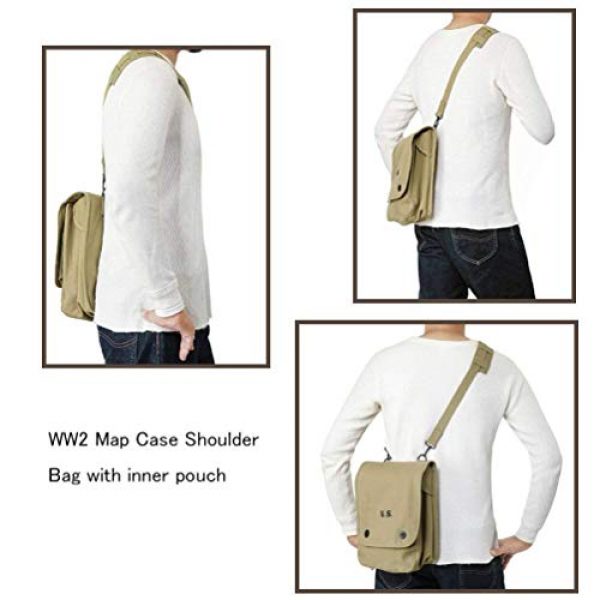 OLEADER Tactical Pouch 6 OLEADER WW2 Military Map Case Shoulder Bag Canvas Messenger bag with Inner Pouch Canvas Khaki)