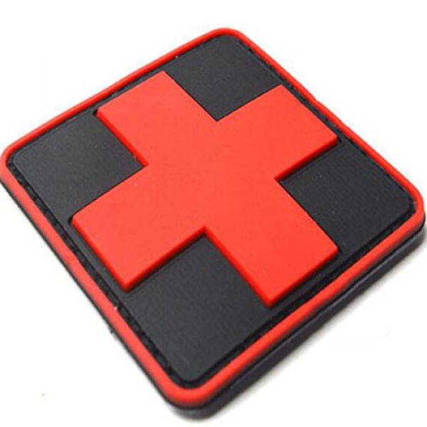 dufu-beauty- Airsoft Morale Patch 2 Outdoor Products PVC Patch Armband The Medical Rescue Of The Red Cross Chapter Black Background/Red