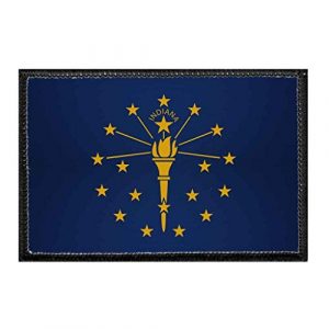 P PULLPATCH Airsoft Morale Patch 1 Indiana State Flag - Color Morale Patch | Hook and Loop Attach for Hats, Jeans, Vest, Coat | 2x3 in | by Pull Patch