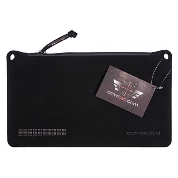 CCW Tactical Tactical Pouch 7 EDC Zipper Pouch, Water and Mud Resistant Poly Bag with Military Grade Polymer, Protects Your Pistol and Mags, Dual Attachment Points, Black, Medium 7 x 12