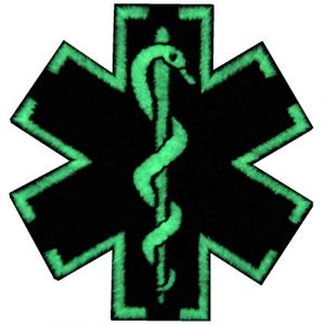 EmbTao Airsoft Morale Patch 1 EmbTao Glow in Dark ACU EMS EMT Medic Paramedic Star of Life Morale Tactical Embroidered Applique Iron On/Sew On Patch - Black & White