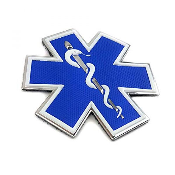 Tactical Innovations Canada Airsoft Morale Patch 2 PVC Morale Patch - EMS - Medical Responder 3" Star of Life - Single Snake - Blue/White/Silver