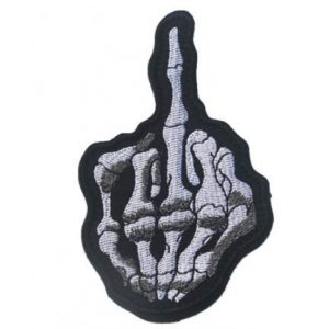 Tactical Embroidery Patch Airsoft Morale Patch 1 Gray Gkeleton Middle Finger Skull Tactical Embroidery Patch Hook & Loop Morale Patch Military Patch for Clothing Accessory Backpack Armband