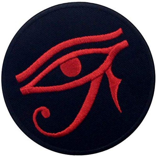 EmbTao Airsoft Morale Patch 3 Eye of Horus Wedjat Patch Embroidered Applique Iron On Sew On Emblem, Red & Black