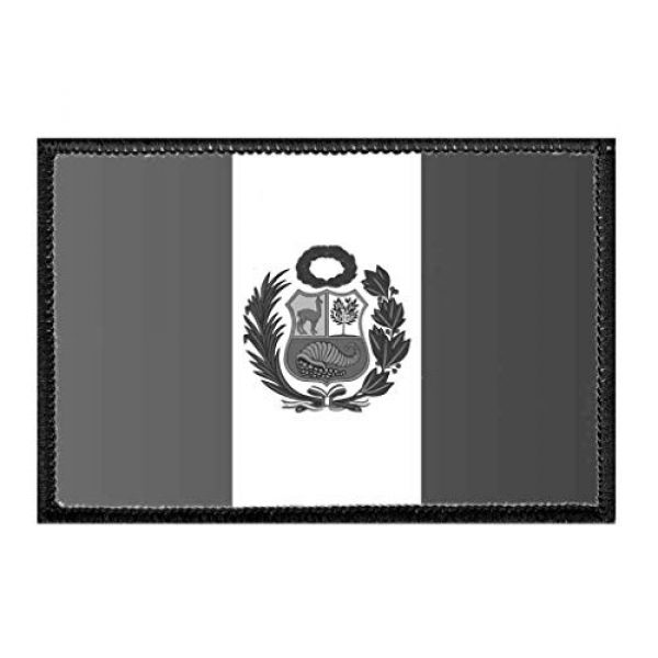 P PULLPATCH Airsoft Morale Patch 1 Peru Flag - Black and White | Hook and Loop Attach for Hats, Jeans, Vest, Coat | 2x3 in | by Pull Patch