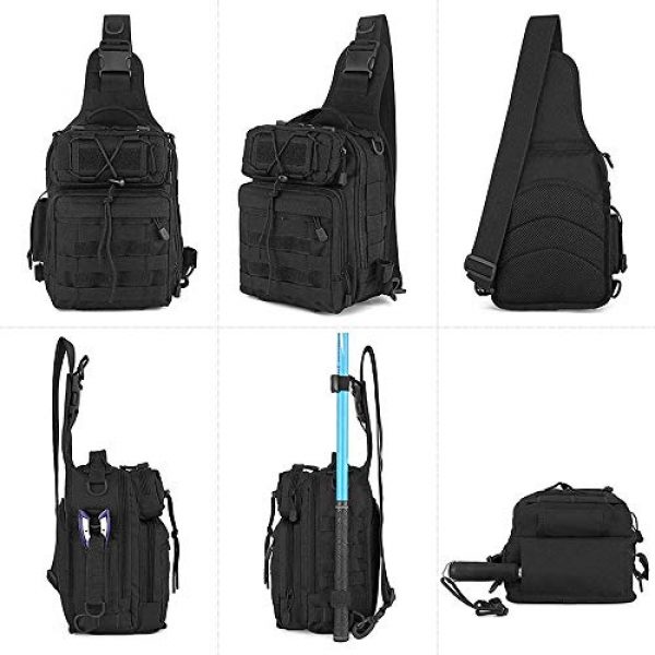 ACOMOO Tactical Backpack 2 ACOMOO Tactical Sling Backpack Tackle Bag Unisex MOLLE Casual Daypack for Fishing Hunting Hiking Trvel Camo Black