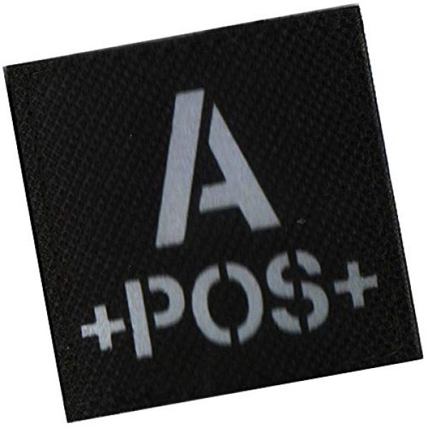 ODSP Airsoft Morale Patch 6 IR Reflective Tactical Blood Type A+ Positive POS Patch Embroidered Military Morale Badge for Outdoors 1.97 x 1.97 inch Pack of 2