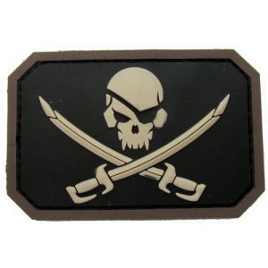 Milspec Airsoft Morale Patch 1 Pirate Skull Flag Morale Patch - PVC (BLACK (SWAT))