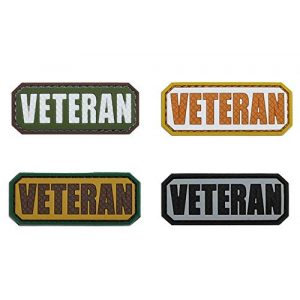 Tactical PVC Patch Airsoft Morale Patch 1 Veteran Morale Military Patch 3D PVC Rubber Tactical Rubber Hook Patch (4pcs)