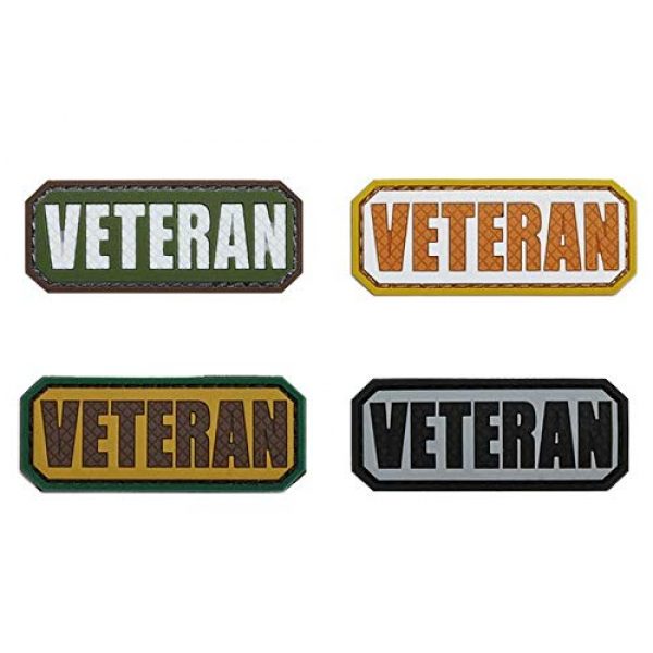 Tactical PVC Patch Airsoft Morale Patch 1 Veteran Morale Military Patch 3D PVC Rubber Tactical Rubber Hook Patch (4pcs)