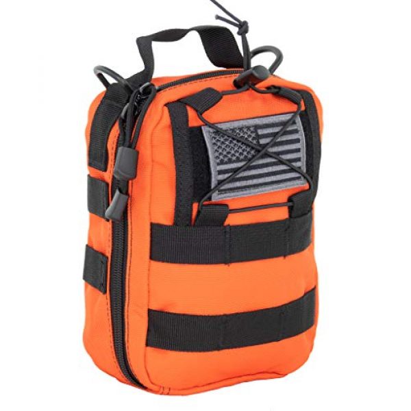 LINE2design Tactical Pouch 1 LINE2design First Aid (Ifak) Molle Pouch - EMT Emergency Medical Trauma Bag Outdoor Tactical EDC Rescue Utility Gear Pouch for Hiking Gunshot Stop Bleeding Includes USA Patch - Orange
