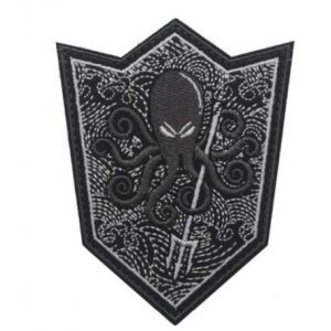 Tactical Embroidery Patch Airsoft Morale Patch 1 Octopus Trident Tactical Embroidery Patch Hook & Loop Morale Patch Military Patch for Clothing Accessory Backpack Armband (Gray)