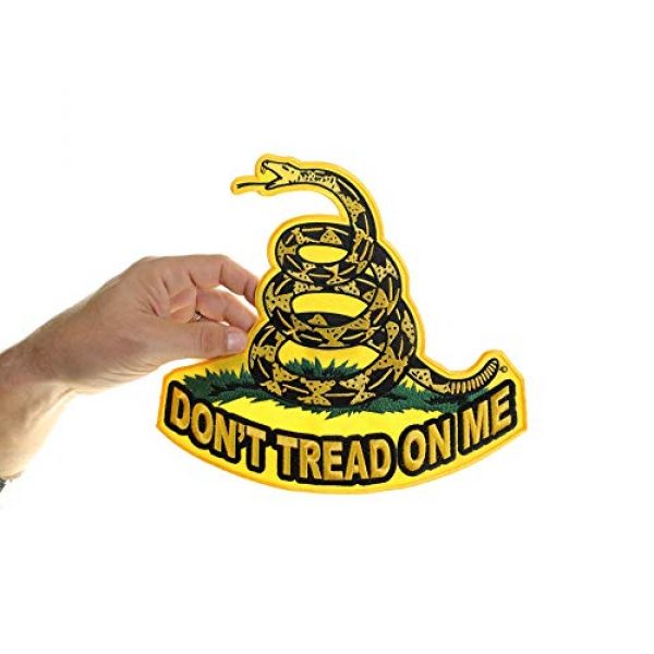 Ivamis Trading Airsoft Morale Patch 3 Don't Tread On Me, Yellow Gadsden Snake, Large Back Patch - 10x10 inch. Embroidered Iron on Patch
