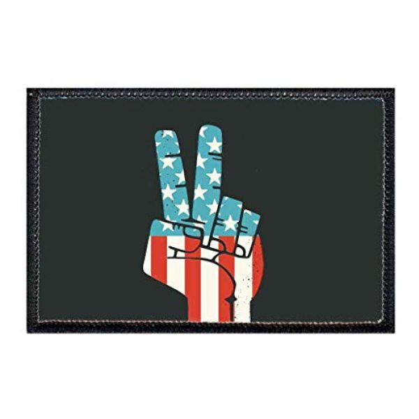 P PULLPATCH Airsoft Morale Patch 1 Peace Fingers - American Flag Morale Patch | Hook and Loop Attach for Hats, Jeans, Vest, Coat | 2x3 in | by Pull Patch