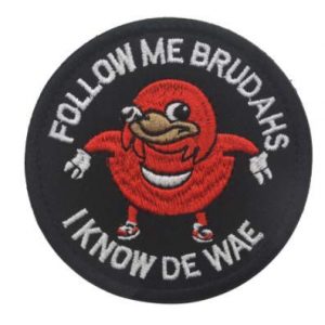 Tactical Embroidery Patch Airsoft Morale Patch 1 Ugandan Knuckles Follow Me Brudahs I Know De Wae Tactical Embroidery Patch Hook & Loop Morale Patch Military Patch for Clothing Accessory Backpack Armband