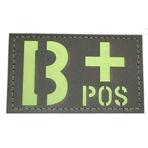 Embroidery Patch Airsoft Morale Patch 1 Glow in The Dark Blood Type Military Hook Loop Tactics Morale Patch (B+)