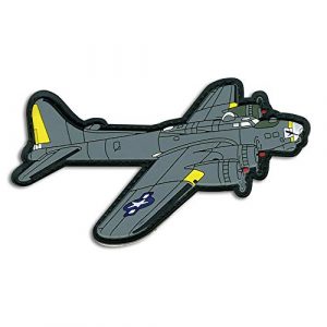 SFI Airsoft Morale Patch 1 Tactical Combat Morale Patch Badge PVC Hook and Loop - B-17 Bomber Plane Gray