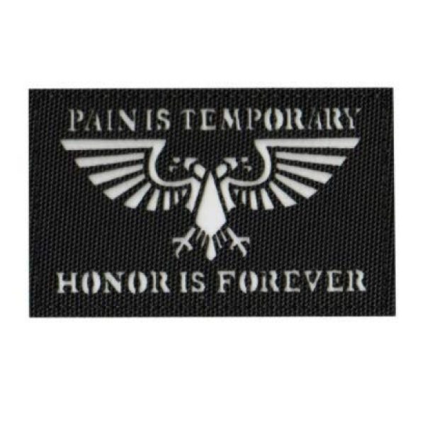 Tactical Embroidery Patch Airsoft Morale Patch 3 IR Pain is TEMRORARY Honor is Forever Infrared Reflective Tactical Embroidery Patch Hook & Loop Morale Patch Military Patch for Clothing Accessory Backpack Armband (3pcs)