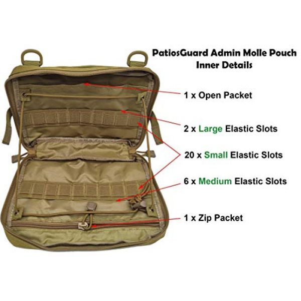 PatiosGuard Tactical Pouch 7 PatiosGuard 1pcs Tactical Bottle Pouch Brown & 1pcs Molle EDC Admin Pouch, for Outdoor Activities & Sports