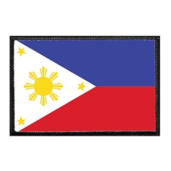P PULLPATCH Airsoft Morale Patch 1 Philippines National Flag - Color Morale Patch | Hook and Loop Attach for Hats, Jeans, Vest, Coat | 2x3 in | by Pull Patch