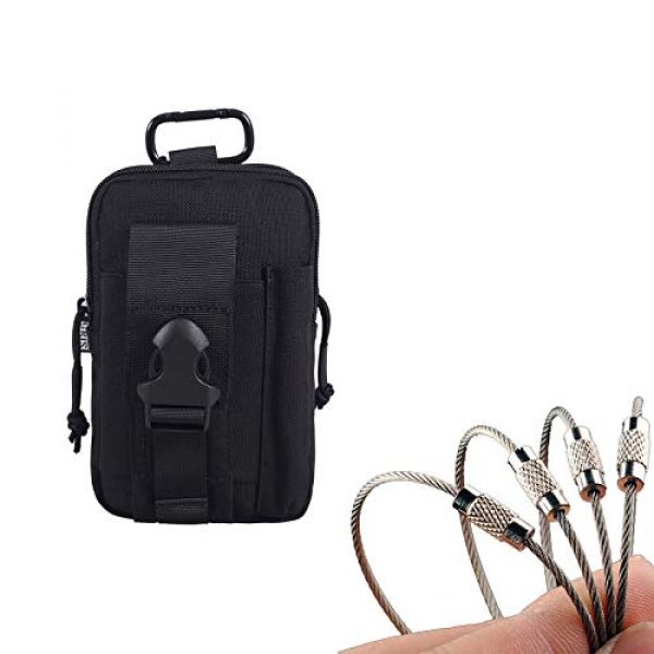 OneTigris Tactical Pouch 1 OneTigris MOLLE EDC Pouch & 4pcs Heavy Duty Stainless Cable Keyring EDC Keychain