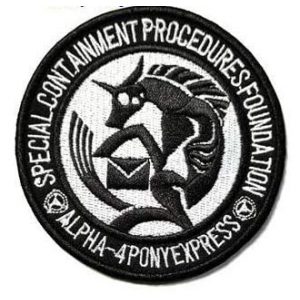 Tactical Embroidery Patch Airsoft Morale Patch 1 Alpha-4 Pony Express" Mobile Task Forces Special Containment Procedures Foundation SCP Tactical Embroidery Patch Hook & Loop Morale Patch Military Patch for Clothing Accessory Backpack Armband