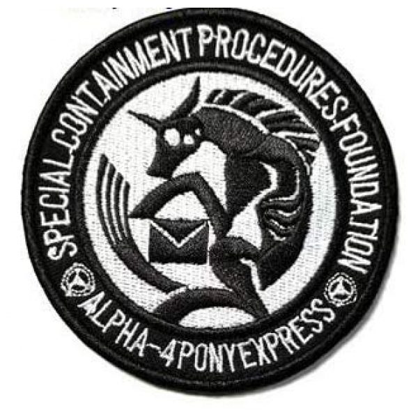 Tactical Embroidery Patch Airsoft Morale Patch 1 Alpha-4 Pony Express" Mobile Task Forces Special Containment Procedures Foundation SCP Tactical Embroidery Patch Hook & Loop Morale Patch Military Patch for Clothing Accessory Backpack Armband