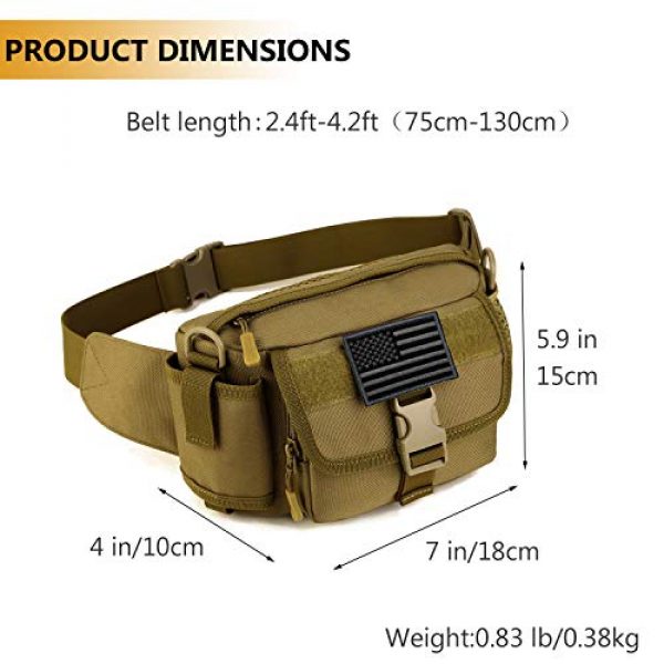 Protector Plus Tactical Pouch 6 Protector Plus Tactical Fanny Pack with Mesh Water Bottle Holder Pouch Military Running Waist Bag Sling Hip Belt MOLLE Army Lumbar Gear Pocket (Patch Included)