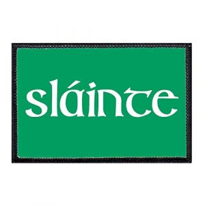 P PULLPATCH Airsoft Morale Patch 1 Slainte - Green Background Morale Patch | Hook and Loop Attach for Hats, Jeans, Vest, Coat | 2x3 in | by Pull Patch