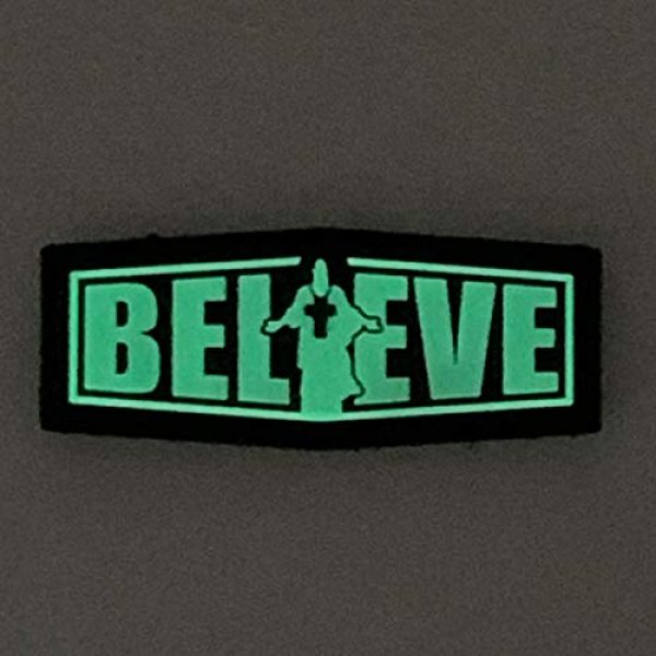 PatchOps Airsoft Morale Patch 2 PatchOps Glow in The Dark Jesus Believe PVC Tactical Morale Uniform Booster Patch (Believe)