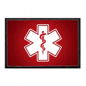 P PULLPATCH Airsoft Morale Patch 1 Medic Symbol - White - Red Background Morale Patch | Hook and Loop Attach for Hats, Jeans, Vest, Coat | 2x3 in | by Pull Patch