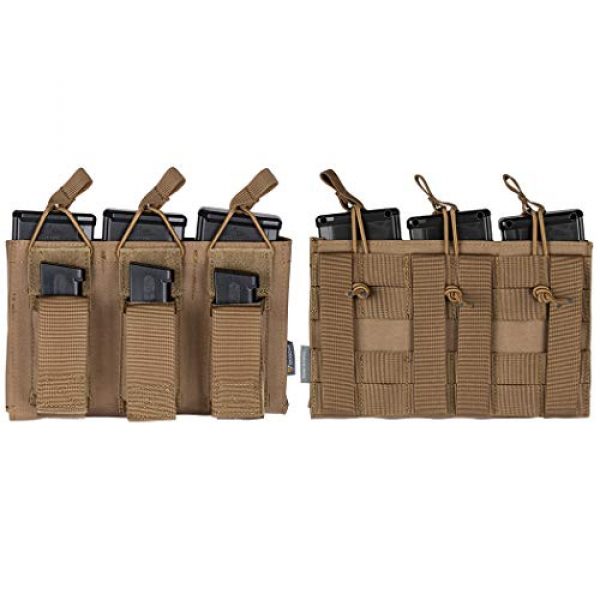 IDOGEAR Tactical Pouch 2 IDOGEAR Triple Mag Pouch Open-Top Triple Kangaroo Magazine Pouch and Pistol Mag Pouch 500D Nylon Airsoft Hunting Military Gear