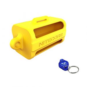 Nitecore Tactical Pouch 1 Nitecore NBM40 Battery Magazine Organizer, Black, Green, & Yellow Color Options - Holds 4x 18650 Batteries plus LumenTac Keychain Flashlight (Yellow)