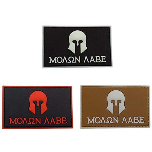 Tactical PVC Patch Airsoft Morale Patch 1 Warrior Sparta Molon Labe Morale Military Patch 3D PVC Rubber Tactical Rubber Hook Patch (3pcs)
