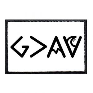P PULLPATCH Airsoft Morale Patch 1 God is Greater Than Highs and Lows - B&W - Sharp Morale Patch | Hook and Loop Attach for Hats, Jeans, Vest, Coat | 2x3 in | by Pull Patch