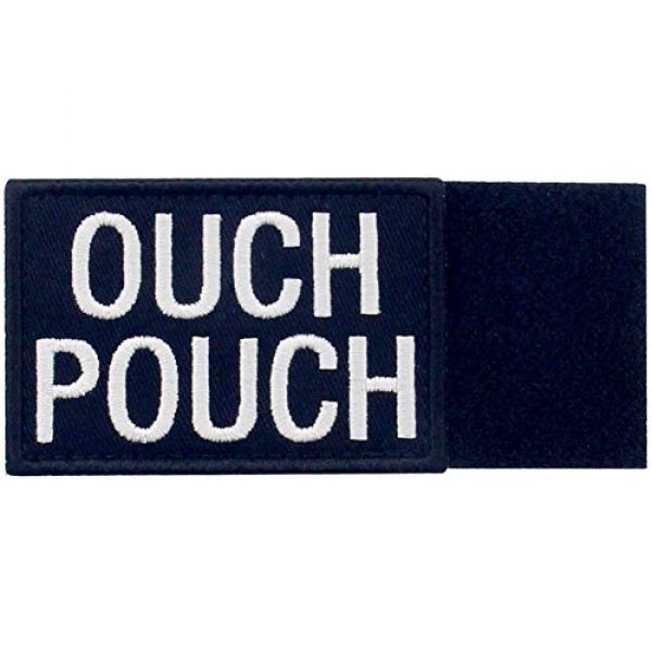 EmbTao Airsoft Morale Patch 5 Ouch Pouch Embroidered Patch Tactical Moral Applique Fastener Hook & Loop Emblem, White & Black