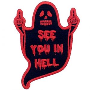 Rocking Planet Airsoft Morale Patch 1 See You in Hell Ghost Patch Embroidered Biker Applique Iron On Sew On Emblem
