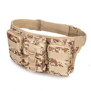 Jipemtra Tactical Pouch 1 Fanny Pack Tactical Waist Pack Military Fanny Packs MOLLE Army Waist Bag Utility Hip Belt EDC Pack Bag for Fishing Traveling Camping Hunting Running (Desert #2)