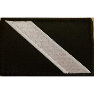 Fast Service Designs Airsoft Morale Patch 1 Scuba Diver Flag Embroidered Patch Fastener Backing Hook & Loop Morale Tactical Shoulder Emblem Black & White Colors Black Border #3